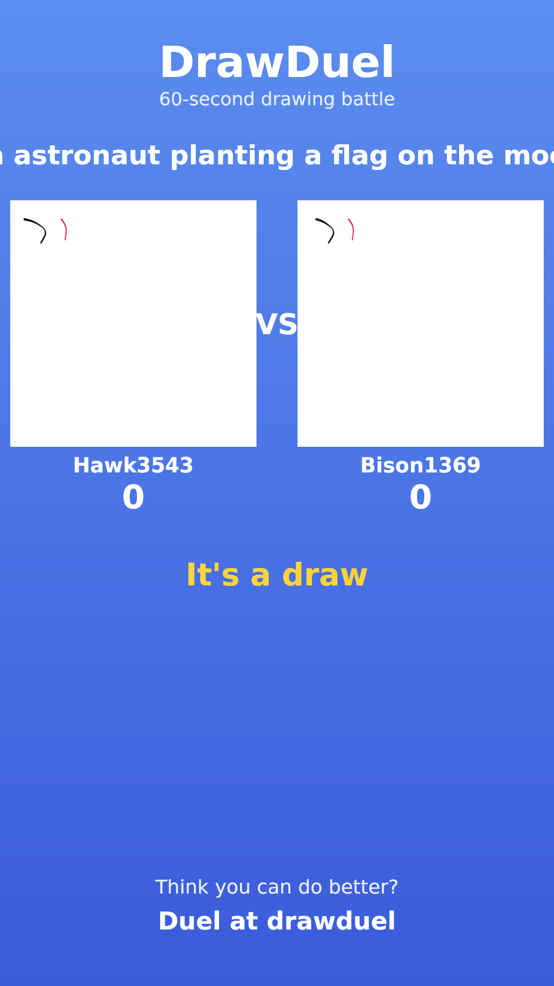 DrawDuel duel: an astronaut planting a flag on the moon