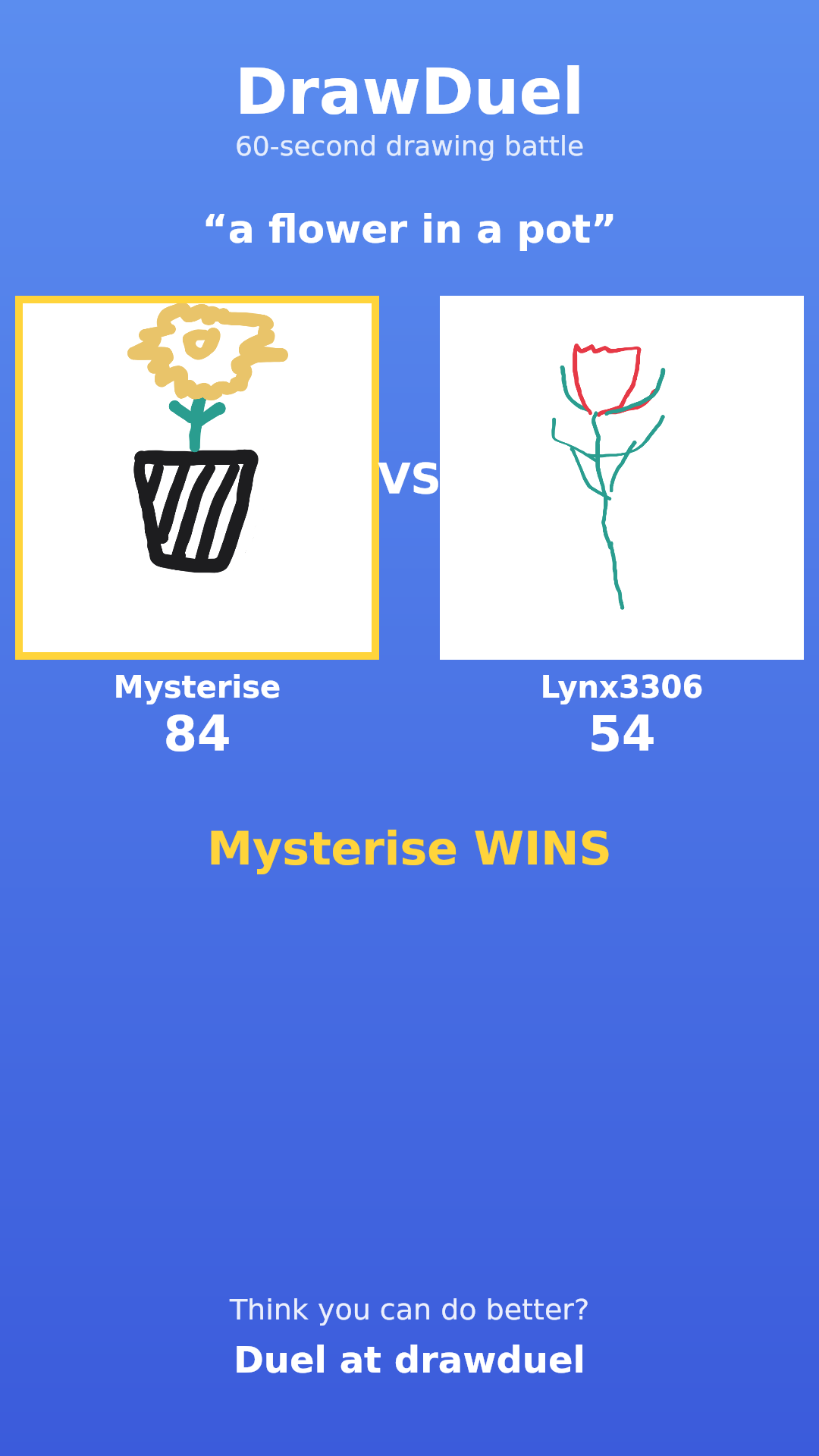 DrawDuel duel: a flower in a pot